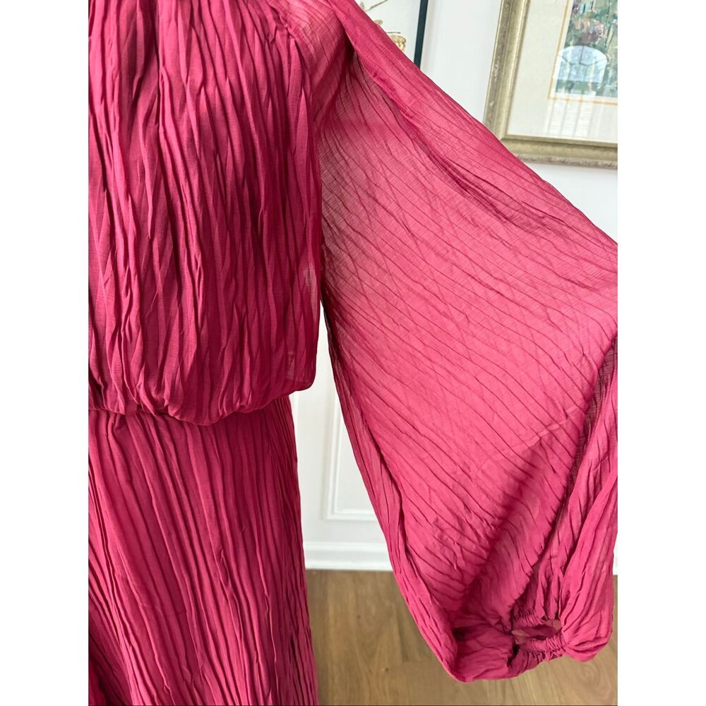 NWOT ASOS Design High Neck Crinkle Maxi Dress Blouson Sleeve 12 - Picture 5 of 9